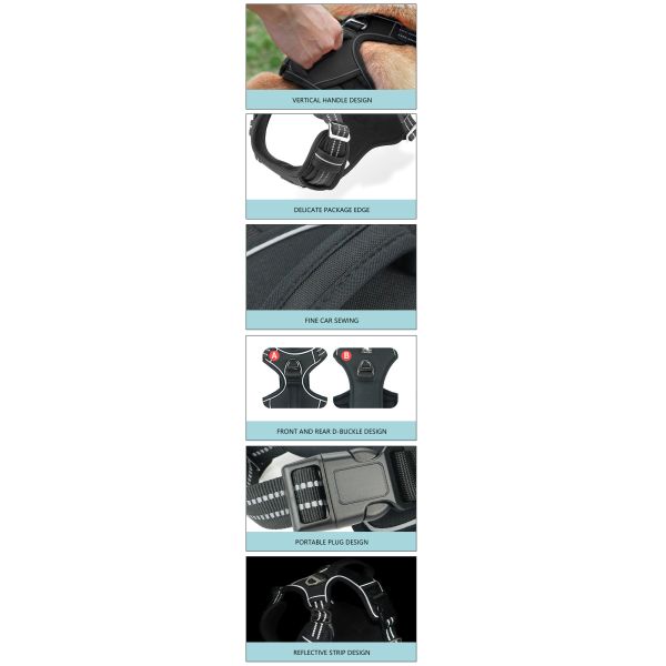 Nylon Dog Harness Control Handle Breathable Mesh Reflective Design Custom Logo Decoration