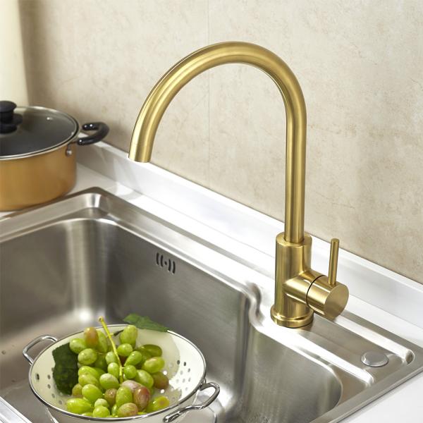 Sink Mixer Gold/Brass Color 304/316 Stainless Steel Kitchen Faucet With Hot/Cold Funtions