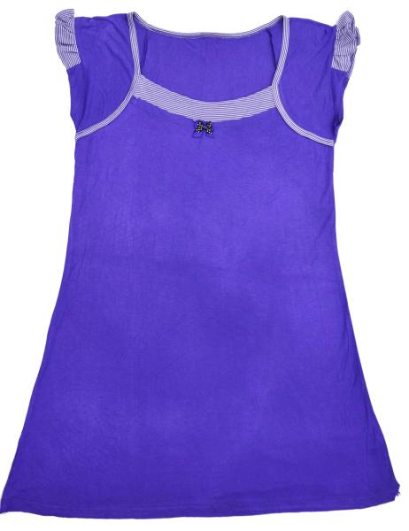 Violet Puff Sleeve Ladies Viscose Pyjamas / Viscose Sleepwear Gathers Contrast Band
