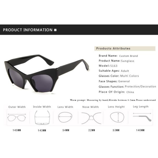 Trendy Fashion Half Frame Cat Eye Women Plastic Hot Sale Sunglasses BSCI