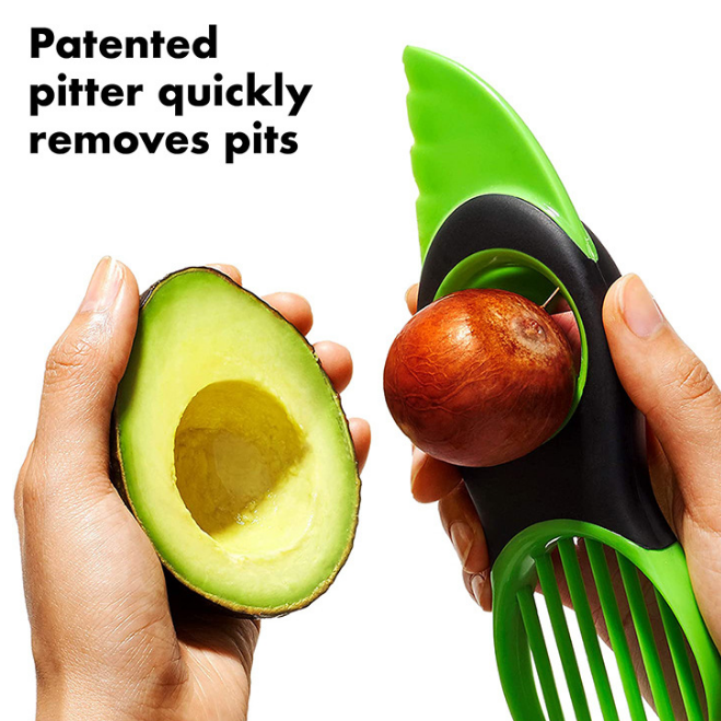 Посуда 3 нержавеющей стали кухни в 1 инструменте зеленого цвета Slicer авокадоа