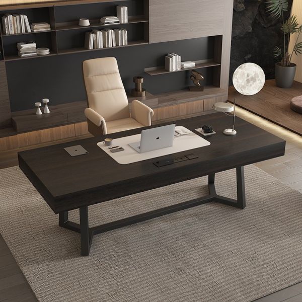 Modern Black Y Legs Solid Wood Office Desk For Star Hotel Rooms