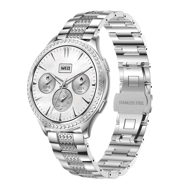Support OEM & ODM | Luxury Diamond Ladies Smart Watch with BT5.1 Bluetooth Call IP67 Waterproof and 1.32-inch IPS Display