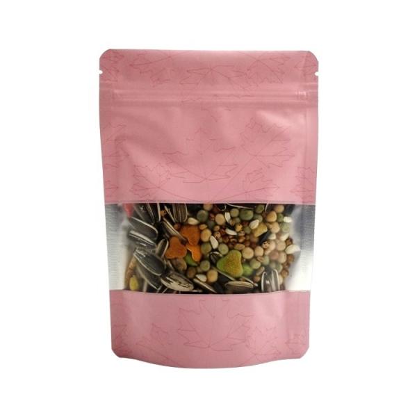 Food Packaging Maple Leaf Pattern Printed Zipper Bag Kraft Paper Aluminum Foil Inside Stand Up Colorful Window Pouch