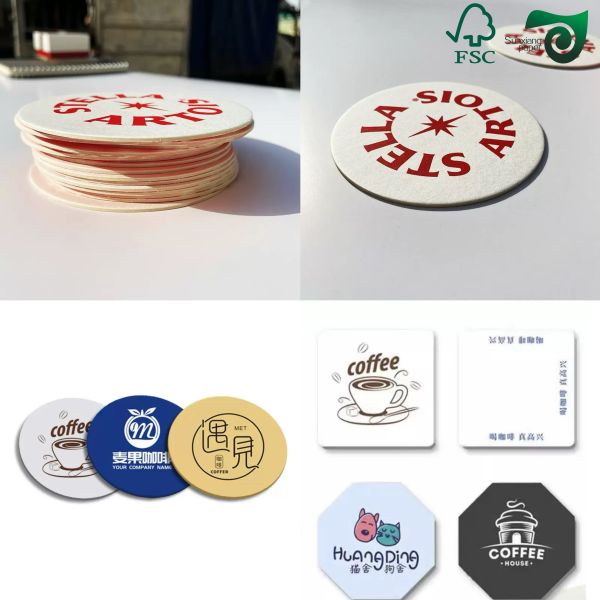 FSC Certified 230gsm Coaster Board Absorbent Paper Sheets With Rapid Water Absorption