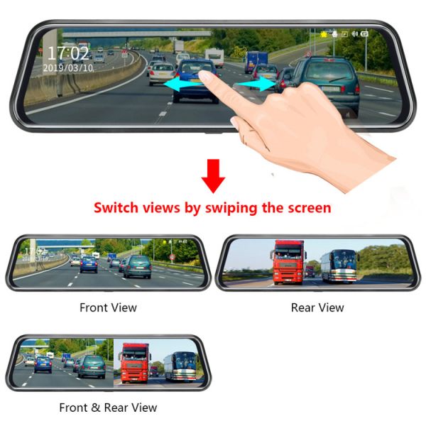 IP57 водонепроницаемый автомобильный видеорегистратор с зеркальным монитором 1080P HD