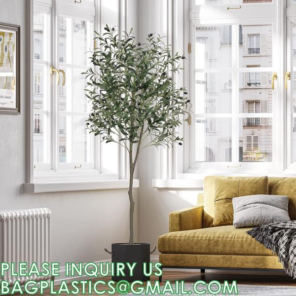Artificial Olive Tree 6ft Tall Fake Potted Olive Silk Tree with Planter Large Faux Olive Branches and Fruits