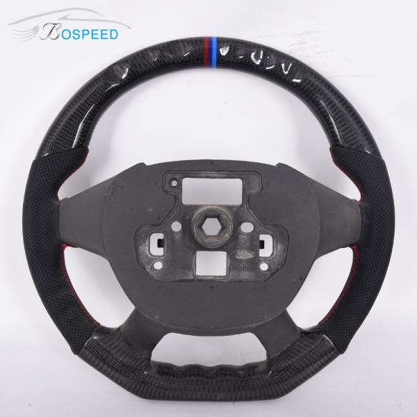 Custom Gloss Carbon Fiber Ford Fiesta Steering Wheel Black Perforated Leather