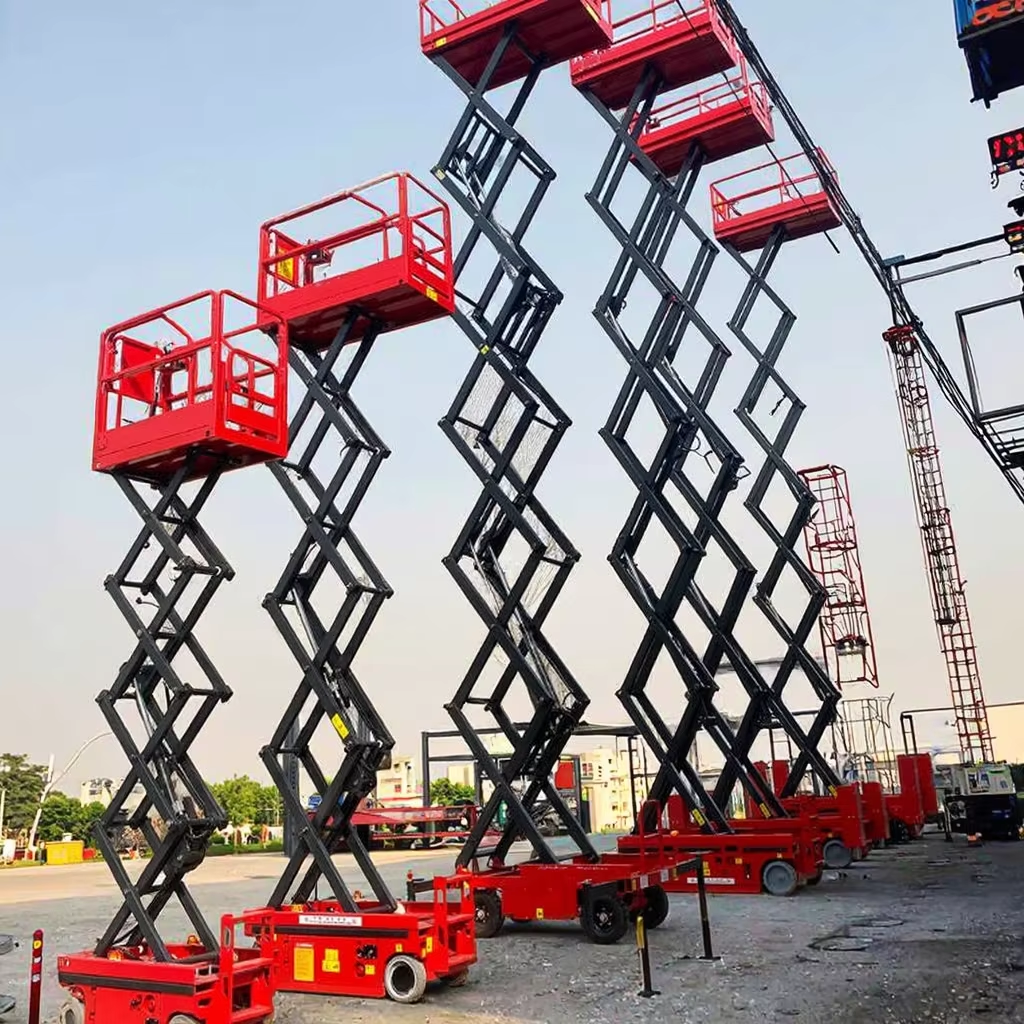 3.3KW Portable Scissor Lift Elevator 8m Movable Aerial Lifting Platform For Construction