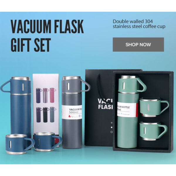 500ml Capacity Business Cup Stainless Steel Thermos Flasks Water Bottle With 3 Lids Pink