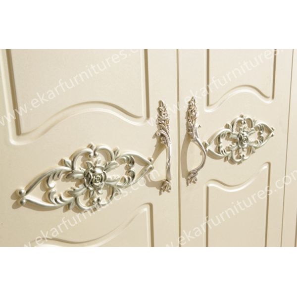 Wood almirah designs antique wardrobe in White 603-6