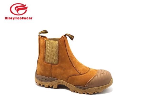 Anti-Piercing Leather Safety Shoes , Brown Mens Lightweight Work Boots Anti-Smashing