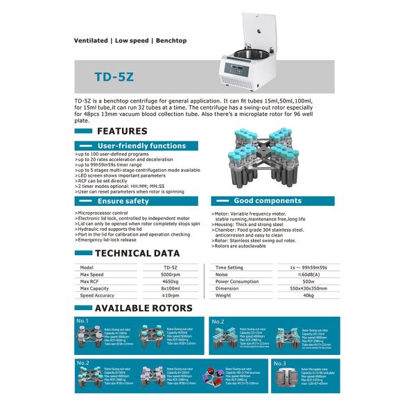 Versatile Laboratory Centrifuge 5000rpm for Various Applications in Schools and Hospitals