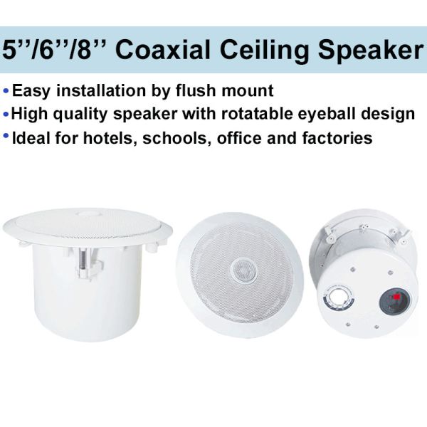 8 Inch Round Ceiling Speakers 100V 70V Iron Ceiling PA Loudspeaker