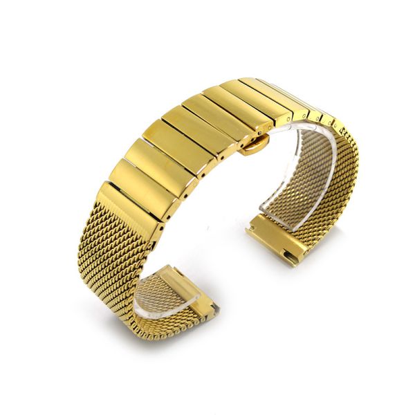 PVD Stainless Steel Solid Link Watch Band - RoHS Compliant