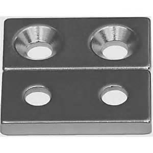 custom-made big block neodymium magnet with countersink/square ndfeb magnet with hole for sale