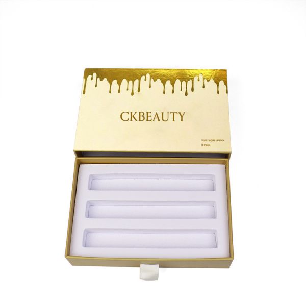 Customized gold-embossed cosmetic boxes personalized Lipstick paper boxes for retail