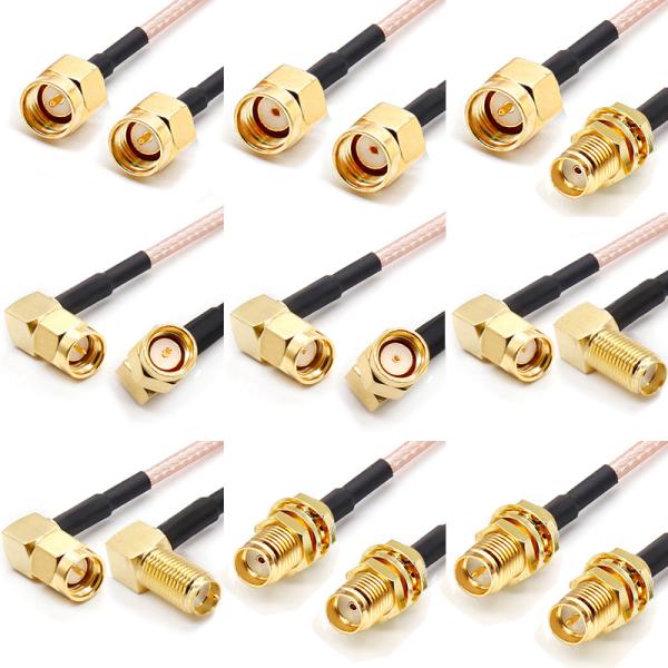 Homem de SMA ao adaptador fêmea de SMA 50 ohms com cabo da trança de RG316 Jumper Coaxial RF