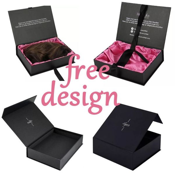Customized Magnetic Gift Box Cardboard Paper Wig Hair Extension Folding Packaging Box