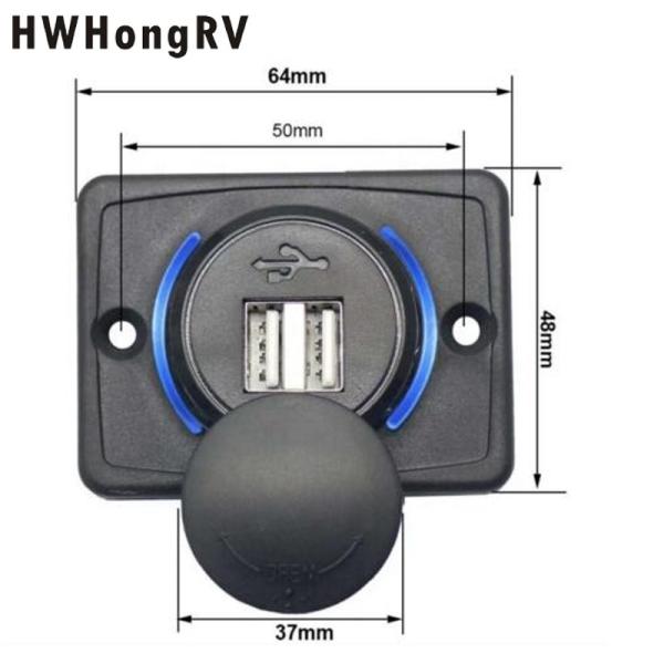 12V /24VDC Quick Charge USB Car Outlet Adapter with sliding cover RV  campervan 2 Port  USB C Car Charger Socket