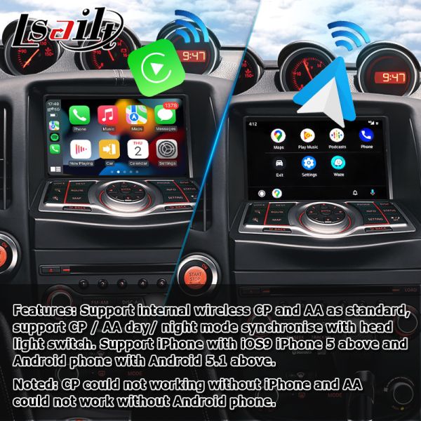 Nissan 370z неразрушающий HD-экран Youtube беспроводная связь carplay Android автоматическое обновление