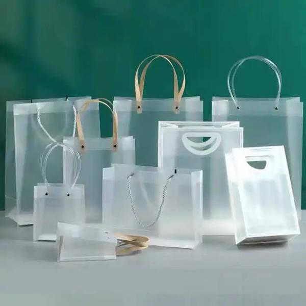 Pp Plastic Clear Tote Gift Bag Pvc Package Transparent Christmas Gift Bag with Folding Style