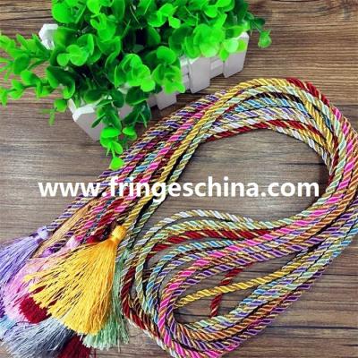 Delicate fluorescent multicolored fringe tassel trimming for graduation cap decoration