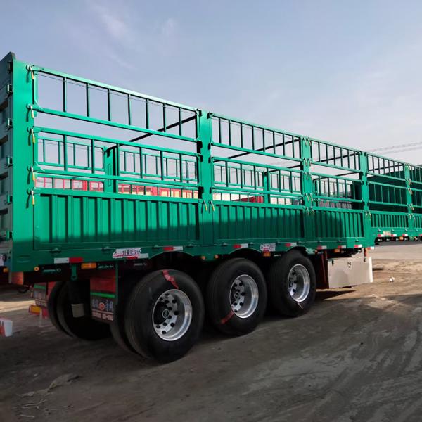 30 Tons Fence Semi Trailer LED Light 24V Kin Pin 2 Or 3.5 Leaf Spring 90mm*13mm*10 Layer