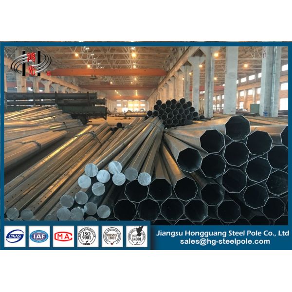 Polygonal Flood Light Poles , Stadium Lighting Hot Dip Galvanized Pole With Q235