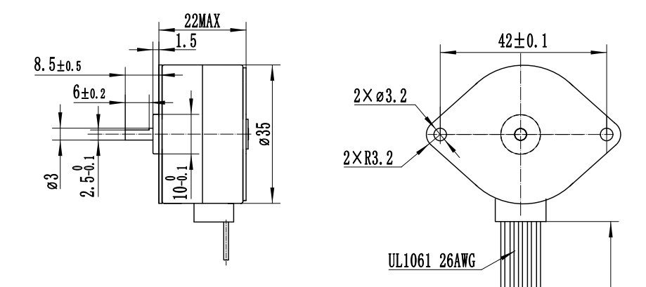High Torque 35mm Stepper Motor 24V Compatibility 7.5° Step Angle 22mm Thick