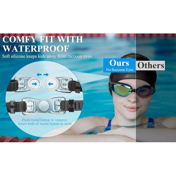 Fashionable Full Rim Anti Fog Swimming Goggles UV400 Protection For Adults