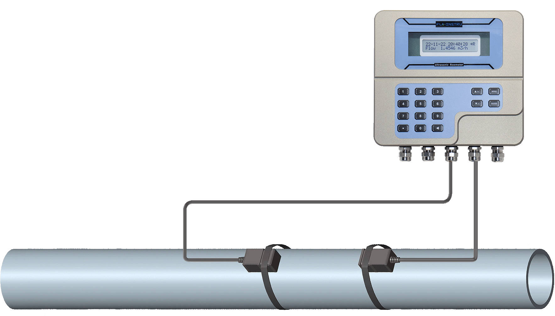 ST502 Clamp-on Ultrasonic Flowmeter with Transit-Time Technology IP65 Enclosure and RS485 Communication