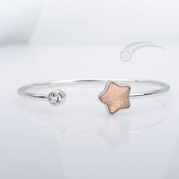 Fashionable 925 Sterling Silver Meteorite Cuff Bracelet Star Shape