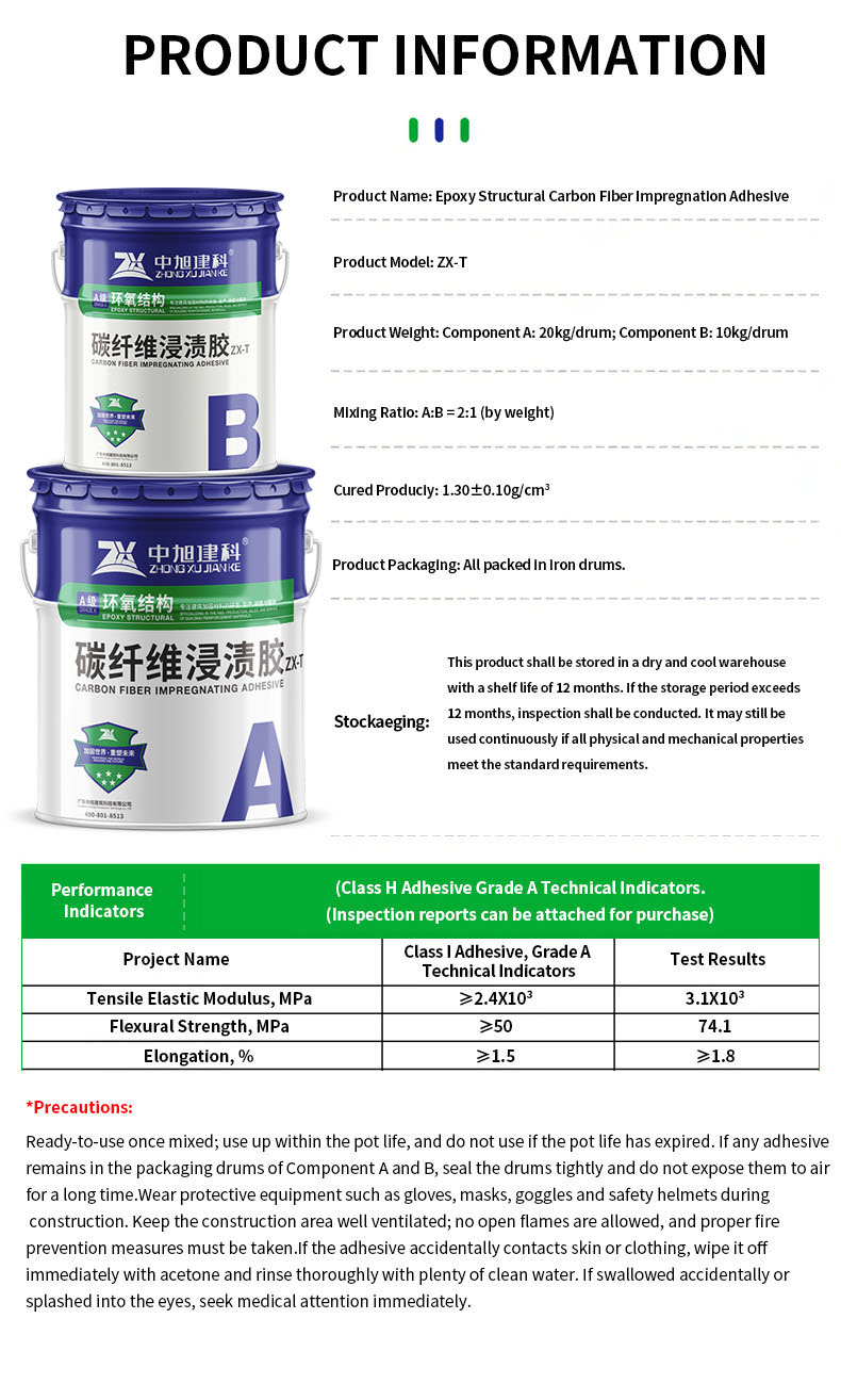 High Strength Carbon Fiber Impregnating Adhesive Grade-A Structural Epoxy Resin for Bonding Concrete Structural Repair Project