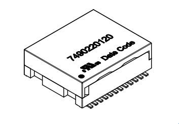 7490220120 1000BASE-T 4P PoE LAN トランスフォーマー (-40 °Cから+105 °C)
