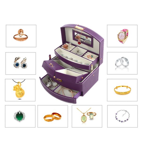 Portable Two Layer Jewelry Box Organizer With Lock Multifunction Jewellery Storage Box