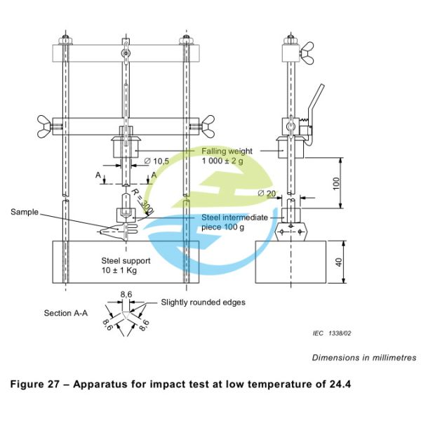 IEC 60811-1-4 Compliant Low Temperature Impact Test Apparatus with 100 mm Drop Height and Single or Three Station Configuration