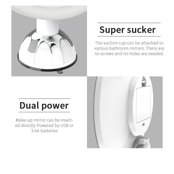 Custom 10X Magnification LED Light Travel-Friendly Foldable Makeup Mirror 360 Degree Adjustable New Desktop Cosmetic Mirror