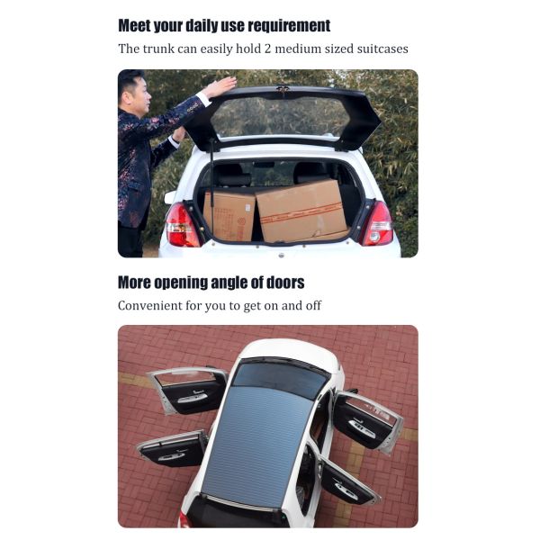 2024 Eléctrico Máximo alcance de 400 km Autos eléctricos 4 ruedas panel solar Car LHD Logotipo delantero Posición del conductor trasero