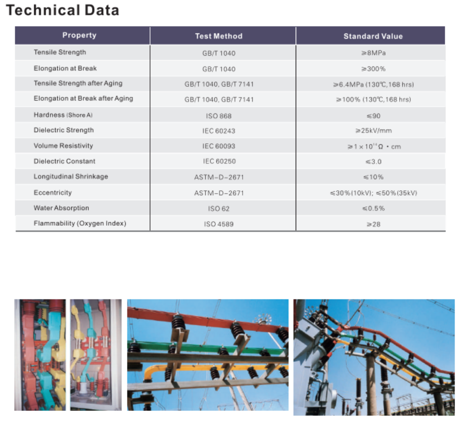Tubo de manga de barra colectora de aislamiento termorretráctil de alto voltaje antideslizante