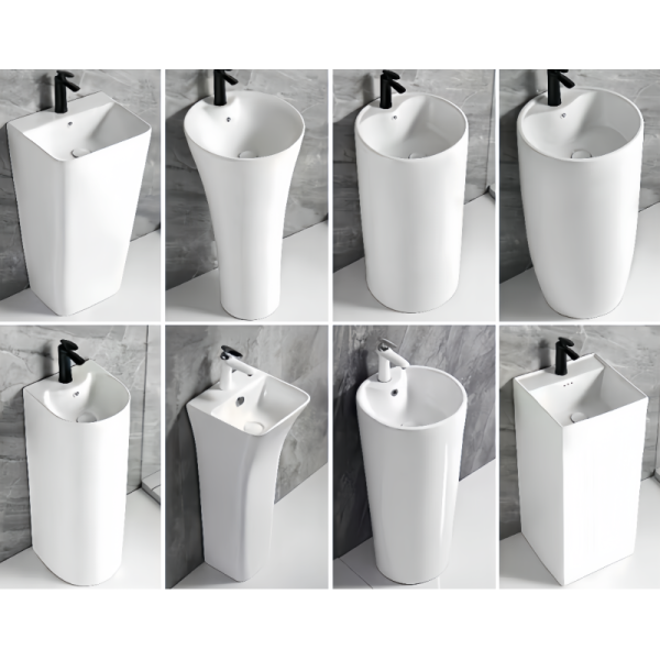 Floor Mounted Installation European Style Ceramic Hand Wash Basin with Sanitary Wares