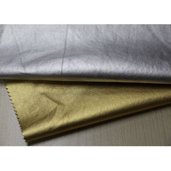 Gold Pearlied Polyurethane Faux Leather , Custom Synthetic Leather Fabric