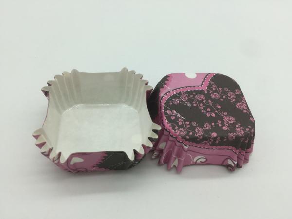 Purple Cupcake Liners Paper Baking Cups Square Mini Cake Cases PET Film Coated