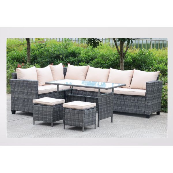 Luxury Hotel Outdoor Furniture Waterproof PE Indoor Wicker Dining Table And Chairs