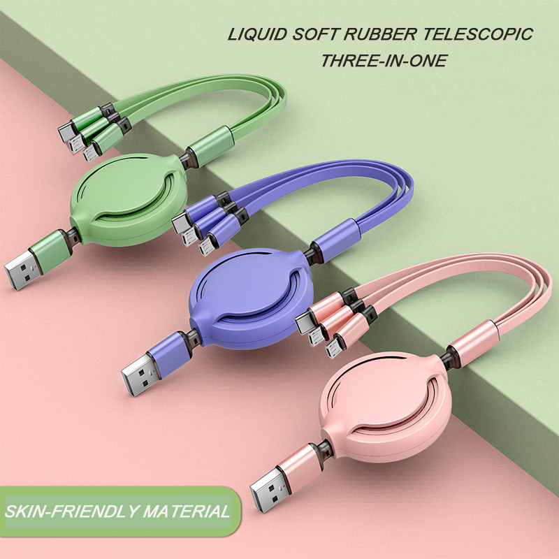 Extendable 3 в 1 8Pin данном по USB Chargeing привязывают мягко материал PVC