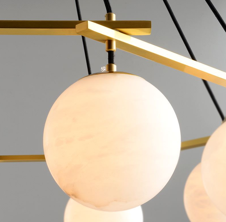 Современный круглый алабастр подвесный светильник Студия Гостиная Столовая Столовая Искусство Висеть Модное украшение Люстра