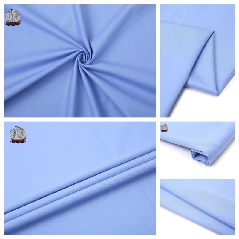 Moisture Absorbing TC Twill Fabric Skin Friendly Twill Crisp Light Blue