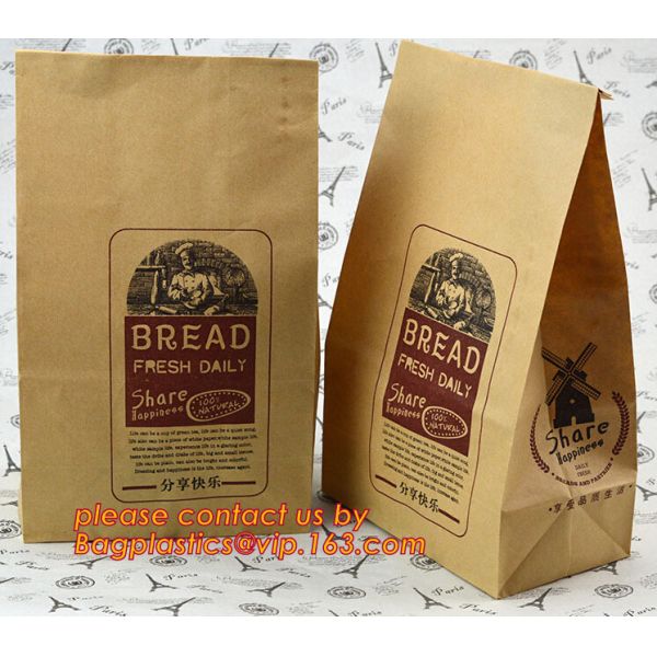 Customize 3 Side Visible Clear Window Offset Printing Bakery Bags, Customize V