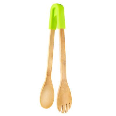 Meat BBQ Sustainable Wooden Tongs For Cooking Bread  Custom Size Bamboo Salad Tongs