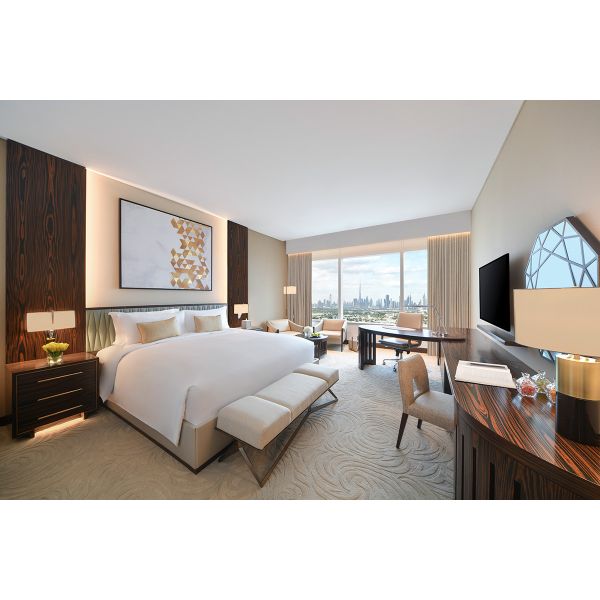 Оттенок Fnurnitures облицовки + света черного дерева наборов спальни мебели гостиницы звезды Sofitel 5 стандартный